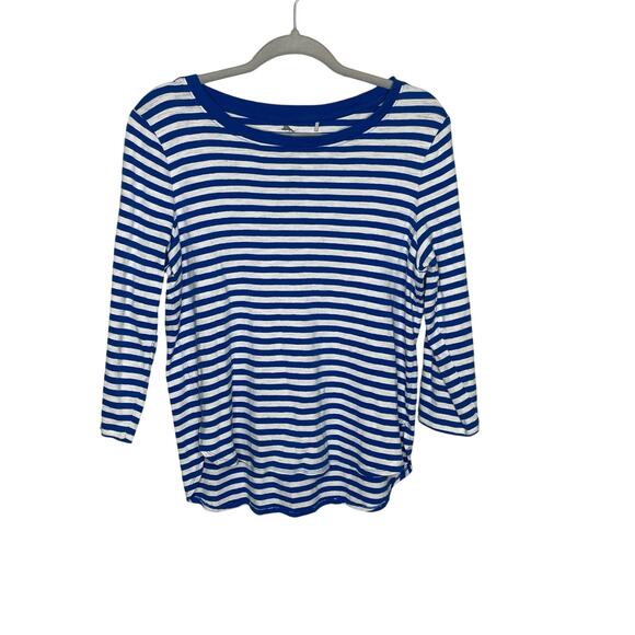 Tommy Bahama Womens Blue Stiped 3/4 Sleeve Shirt Size L - Picture 1 of 4